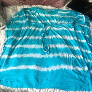 Blue and White Swimsuit Coverup